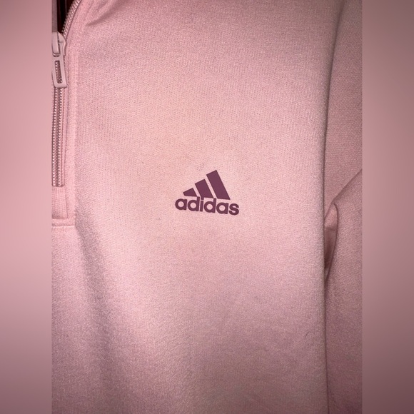 EUC Women’s Adidas Half Zip Pullover Pink & Purple Stripes Size Large - Picture 3 of 8